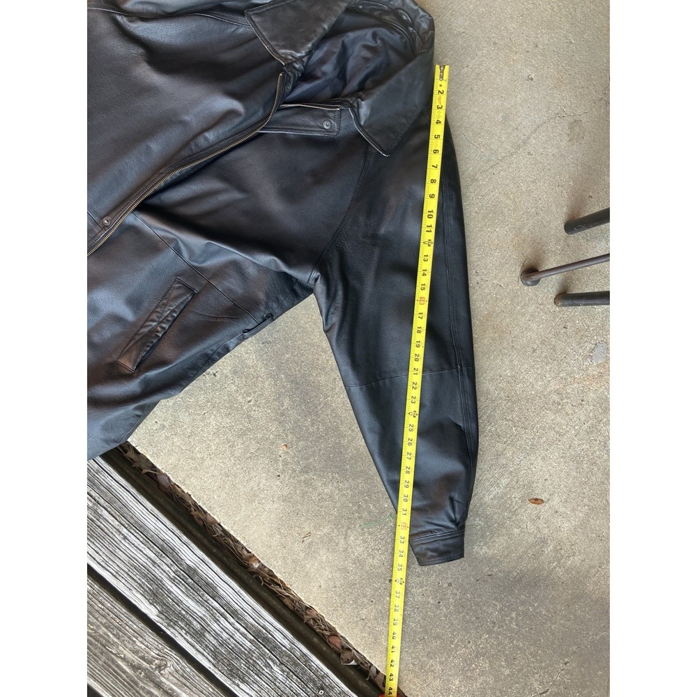 VTG Men's Black Genuine Leather Biker Jacket Motorcycle Zip-Up Slim Fit Size Xl - Picture 14 of 14